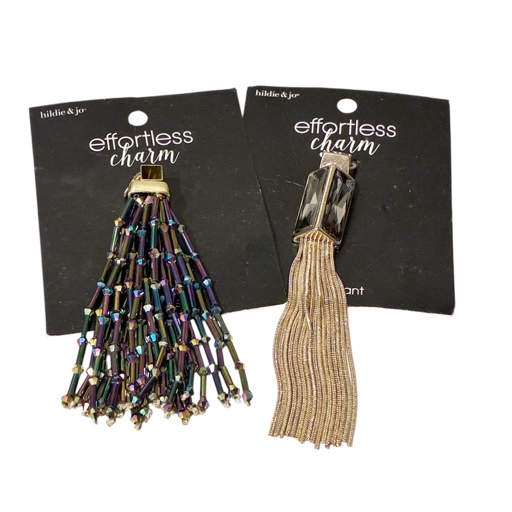 Effortless Charm Beaded Tassel Bag Charm Keychain Lot of‎ 2 NEW